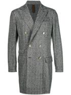 Eleventy Double Breasted Herringbone Coat - Grey