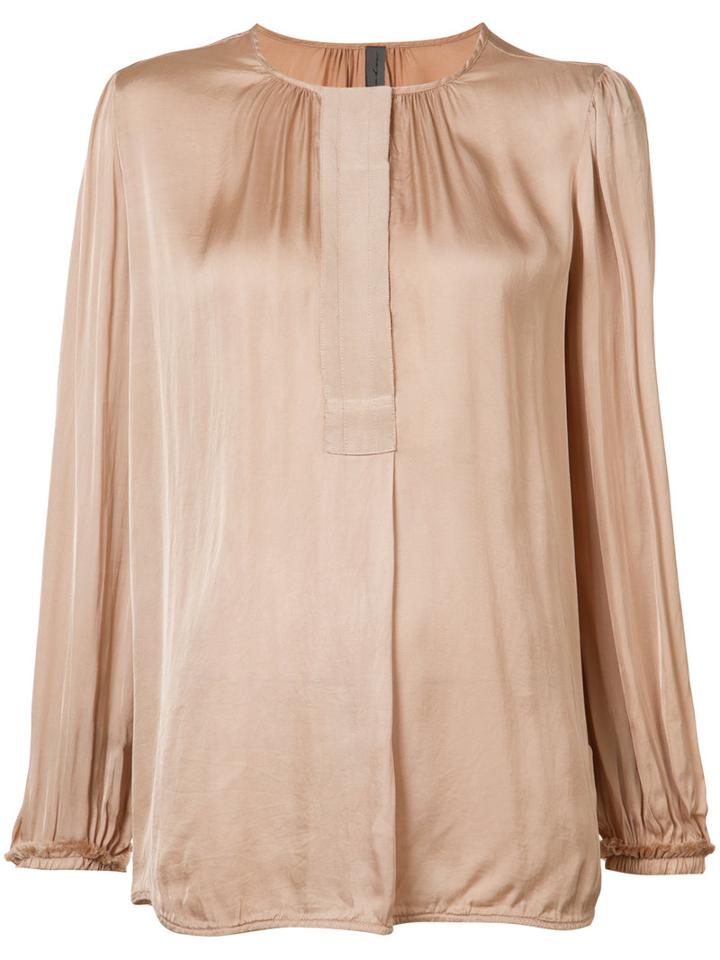 Raquel Allegra - Collarless Blouse - Women - Cotton/viscose - 2, Nude/neutrals, Cotton/viscose