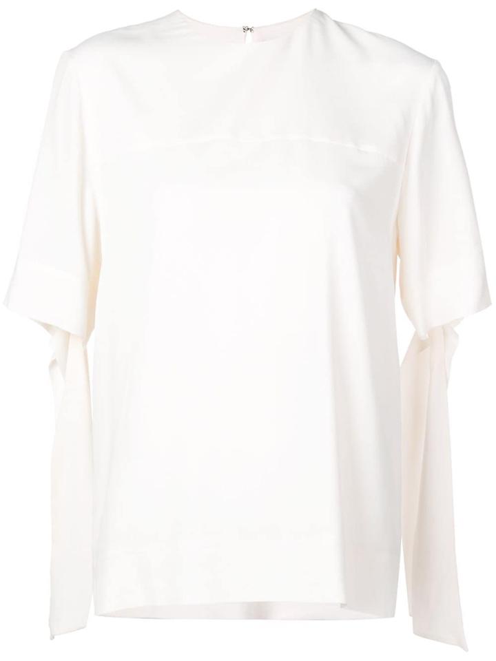 Derek Lam Draped Cuff Silk Georgette Blouse - White
