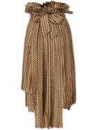 Ronald Van Der Kemp High-waisted Geometric Print Silk Skirt - Brown