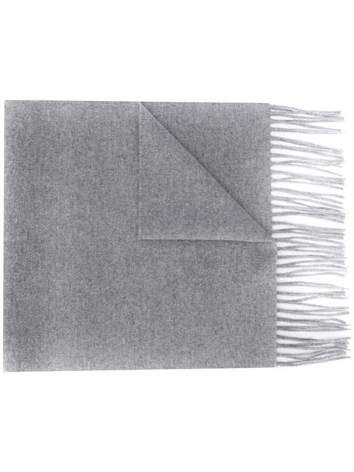 Moschino Logo-print Fringed Scarf - Grey
