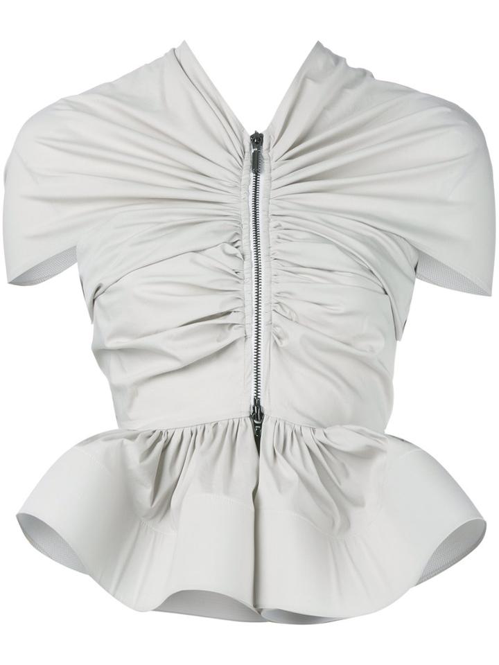 Maticevski - Gathered Peplum Top - Women - Cotton/nylon/spandex/elastane - 12, Nude/neutrals, Cotton/nylon/spandex/elastane