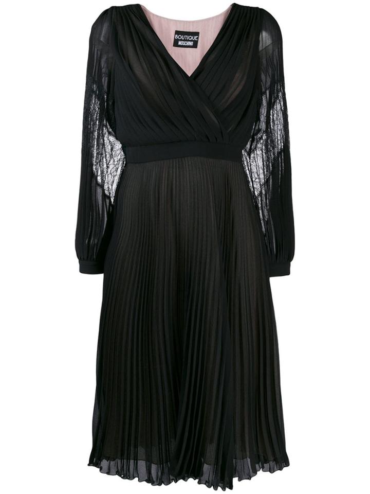 Boutique Moschino Pleated Midi Dress - Black
