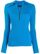 Ellery Ribbed Polo Top - Blue