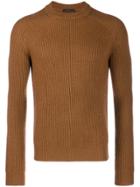 Prada Ribbed Knitted Jumper - Brown