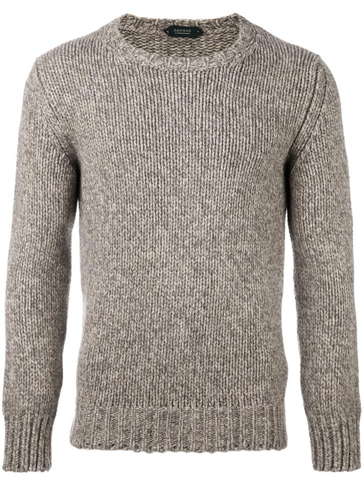 Zanone Fisherman Knit Jumper - Brown