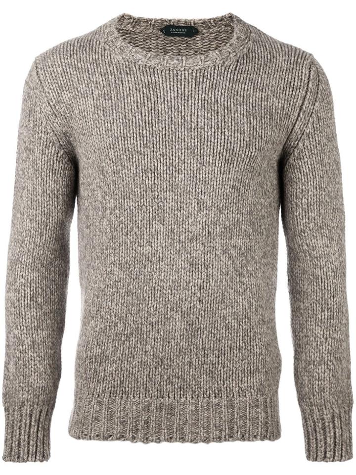 Zanone Fisherman Knit Jumper - Brown