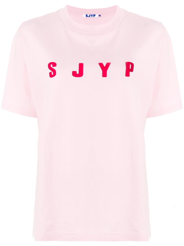Sjyp Logo Print T-shirt - Pink & Purple