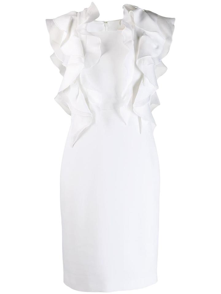 Genny Ruffle Trim Fitted Dress - White