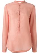 Forte Forte Mandarin Neck Button Down Shirt, Women's, Size: 0, Pink/purple, Cotton/silk