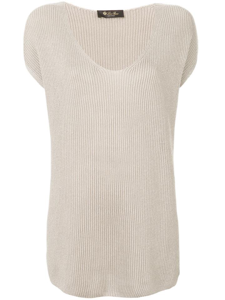 Loro Piana - Ribbed-knit Top - Women - Silk/linen/flax - M, Nude/neutrals, Silk/linen/flax
