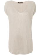 Loro Piana - Ribbed-knit Top - Women - Silk/linen/flax - M, Nude/neutrals, Silk/linen/flax