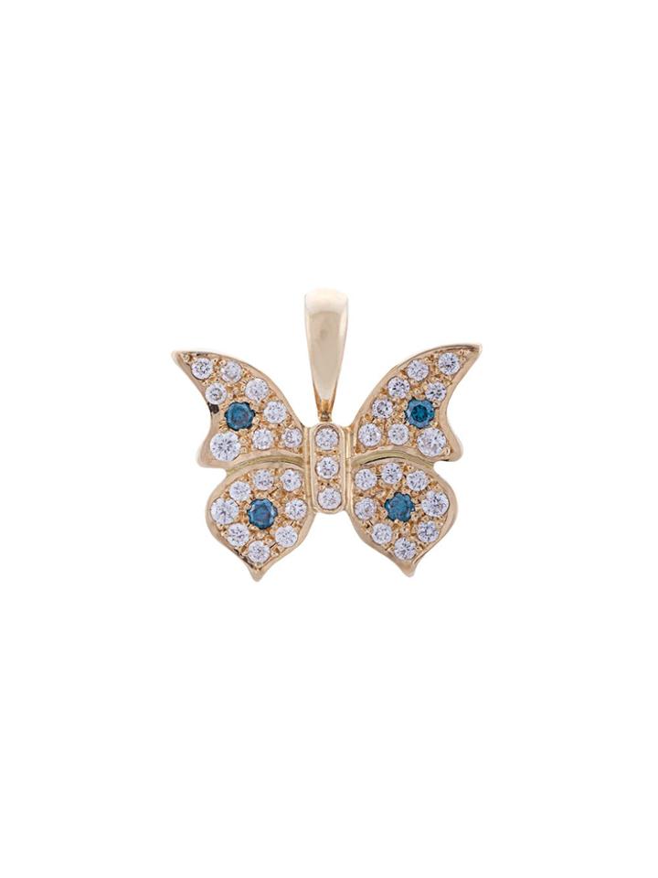 Eyefunny Crystal Embellished Butterfly Pendant - Yellow & Orange