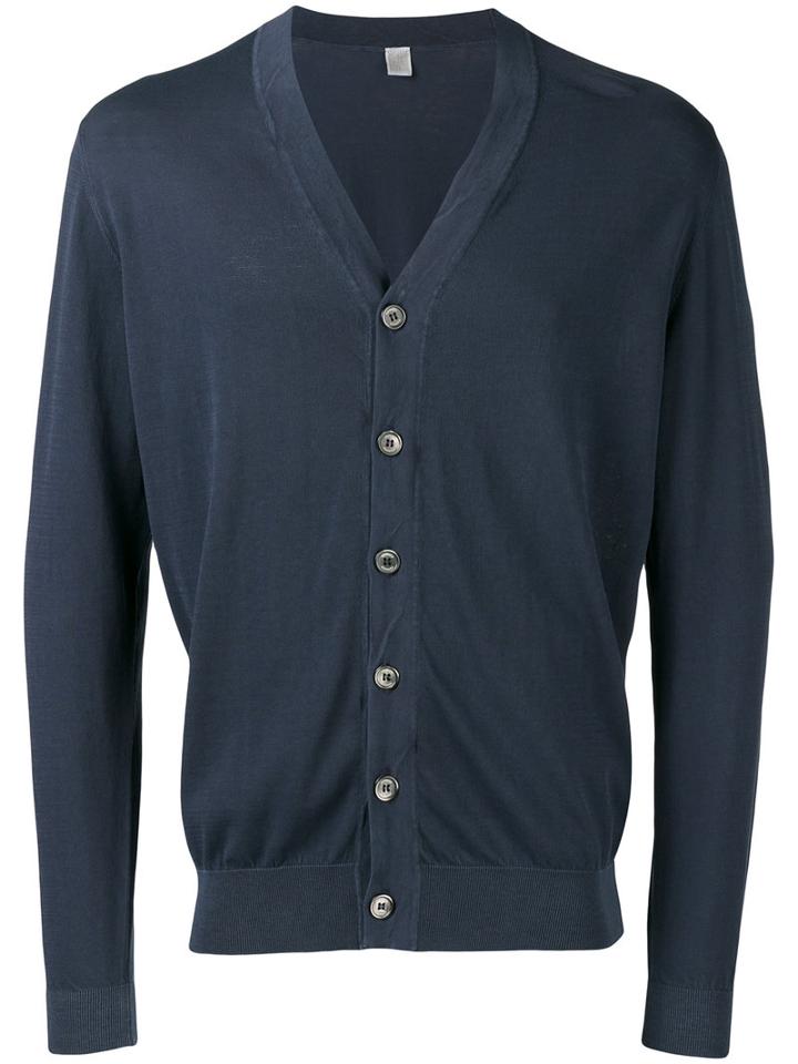 Eleventy V-neck Cardigan, Men's, Size: Large, Blue, Cotton