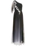 Marchesa Notte Long One-shoulder Dress - Black
