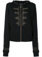 Just Cavalli - Zipped Hooded Jacket - Women - Cotton/polyester - 38, Black, Cotton/polyester