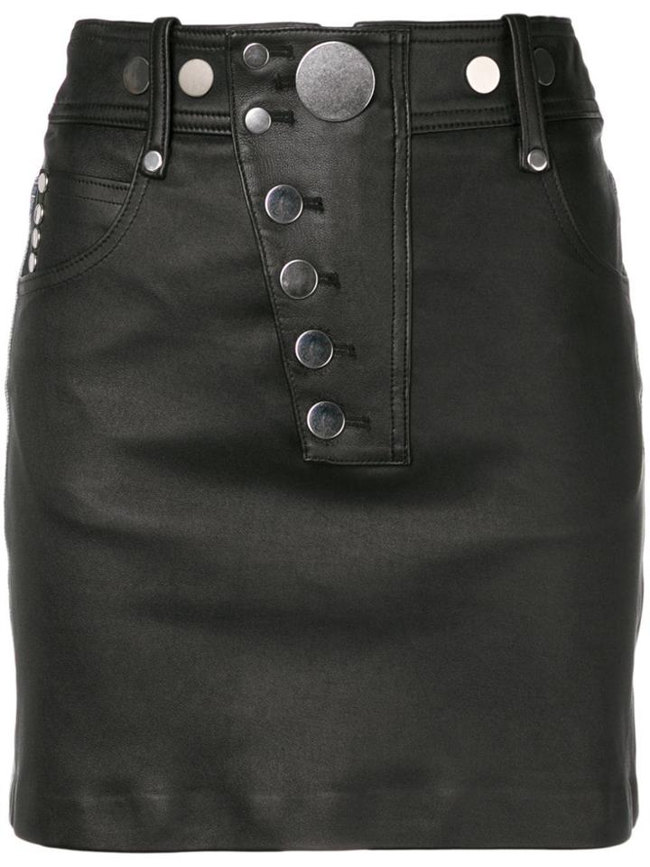 Alexander Wang Leather Front Mini Skirt - Black