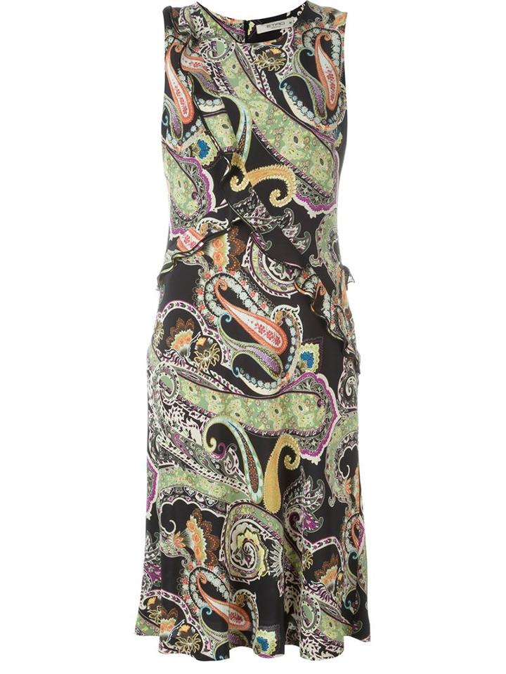 Etro Paisley Print Dress, Women's, Size: 46, Black, Silk