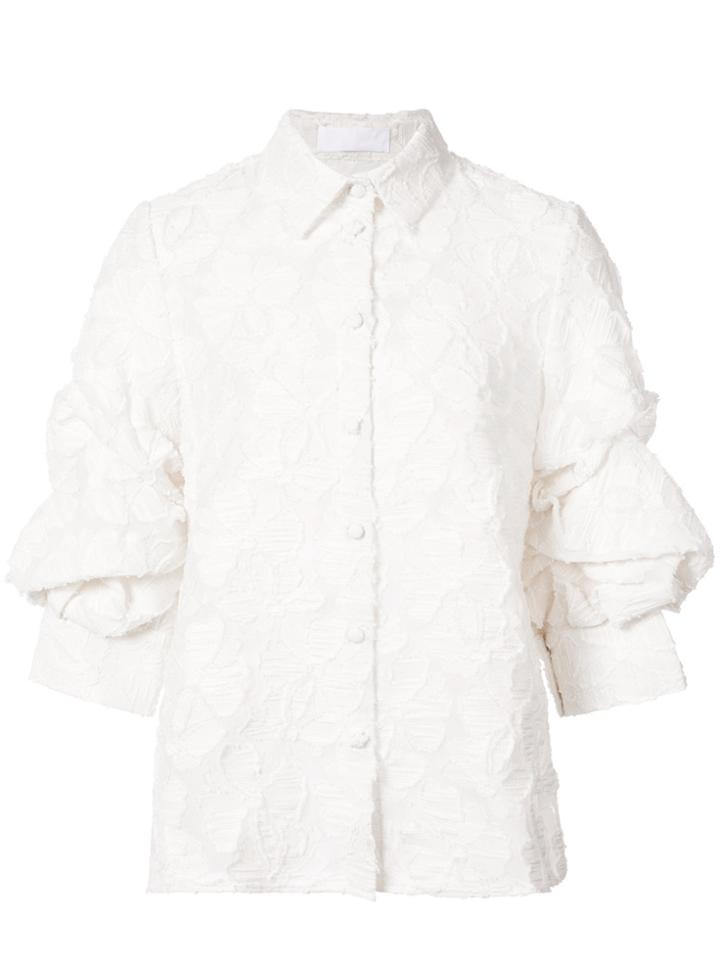 Co Ruched Sleeve Shirt - White