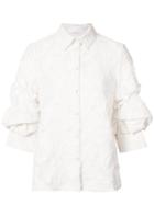 Co Ruched Sleeve Shirt - White