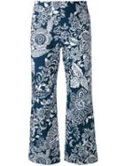 Fay - Printed Cropped Trousers - Women - Cotton - 40, Blue, Cotton