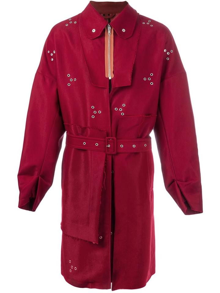 Raf Simons Eyelet Raincoat, Men's, Size: 50, Red, Cotton/viscose