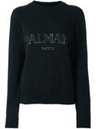 Balmain Embroidered Logo Jumper, Women's, Size: 36, Black, Angora/polyamide/wool/glass