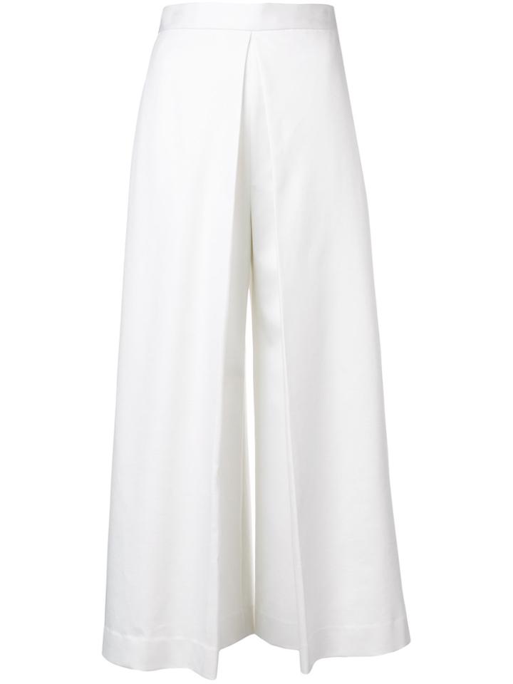 Rosetta Getty Pleat-front Stretch-ottoman Culottes - White