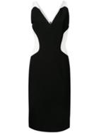 Mugler Contrast Fitted Dress, Women's, Size: 38, Black, Viscose/polyimide/spandex/elastane