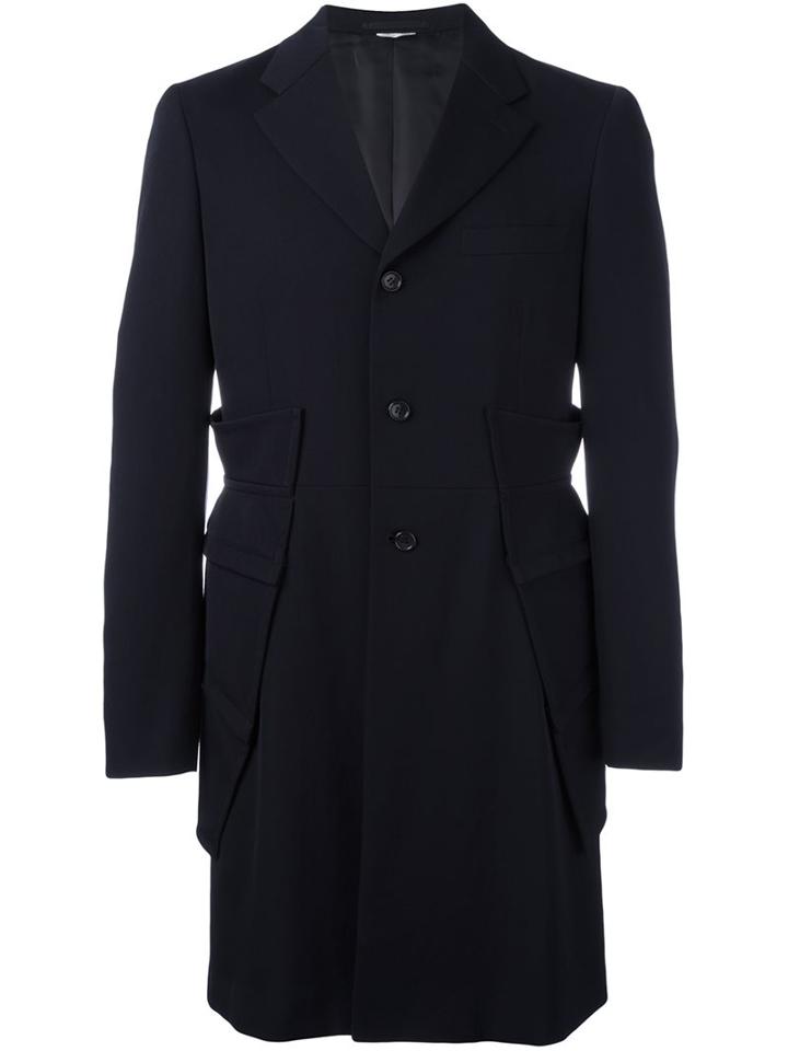 Comme Des Garçons Homme Plus Pocket Detail Coat, Men's, Size: Medium, Blue, Cupro/wool