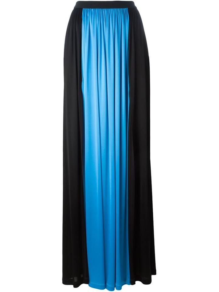 Emanuel Ungaro Pleated Panel Long Skirt, Women's, Size: 44, Black, Rayon