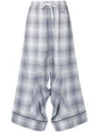 Facetasm Plaid Flared Trousers - Blue