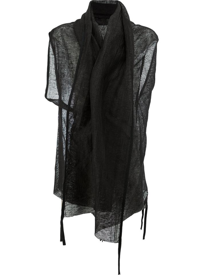 Cedric Jacquemyn Draped Sleeveless Cardigan - Black