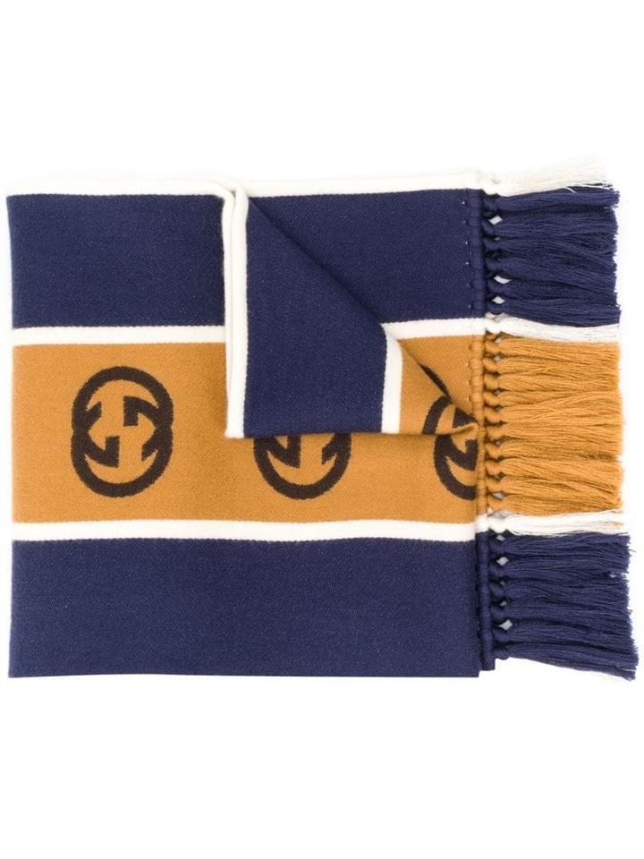 Gucci Scarf With Interlocking G Stripe - Blue