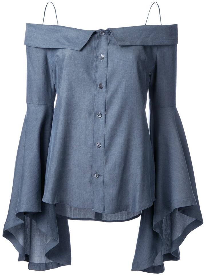 G.v.g.v. Denim Off-shoulders Blouse, Women's, Size: 36, Grey, Tencel