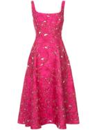 Lela Rose Floral Embroidery Dress - Pink & Purple