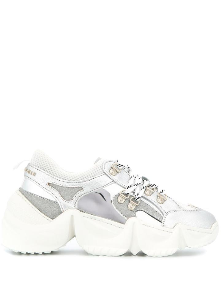 Philipp Plein Metallic Runner Sneakers - Silver