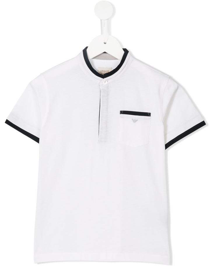 Armani Junior Contrast Trim Polo Shirt, Boy's, Size: 10 Yrs, White