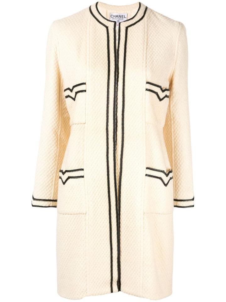 Chanel Pre-owned Cc Logos Long Sleeve Coat - White