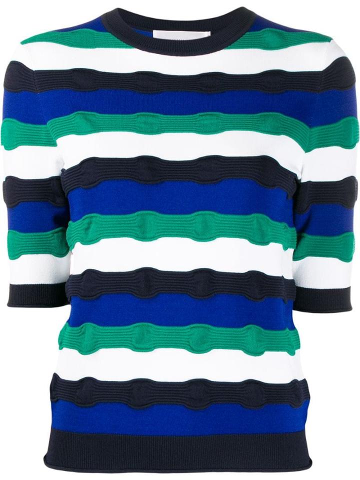 Victoria Victoria Beckham Patterned Short Sleeve Top - Blue