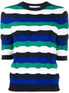 Victoria Victoria Beckham Patterned Short Sleeve Top - Blue
