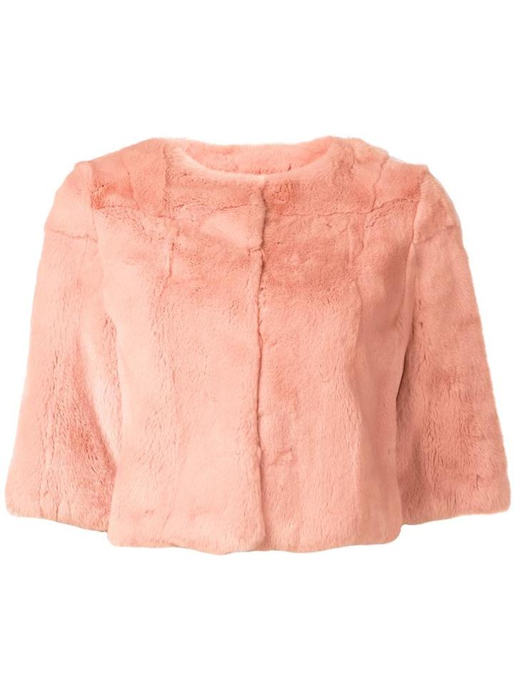 H Brand 'mackenzie' Cropped Jacket, Women's, Size: Medium, Pink/purple, Rabbit Fur