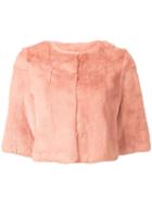 H Brand 'mackenzie' Cropped Jacket, Women's, Size: Medium, Pink/purple, Rabbit Fur