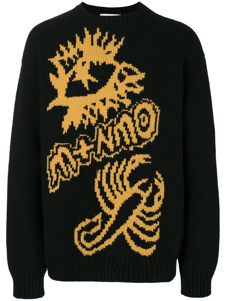 Stella Mccartney - Members Intarsia Knit - Men - Virgin Wool - L, Black, Virgin Wool