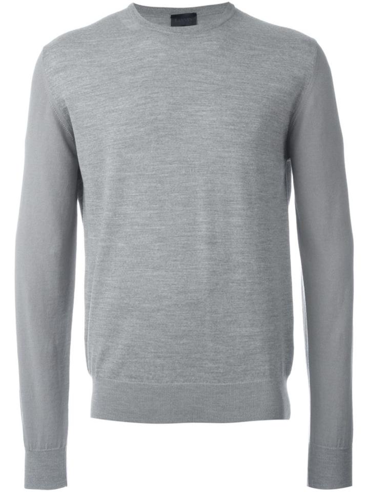 Lanvin Contrast Panel Jumper, Men's, Size: Medium, Grey, Wool