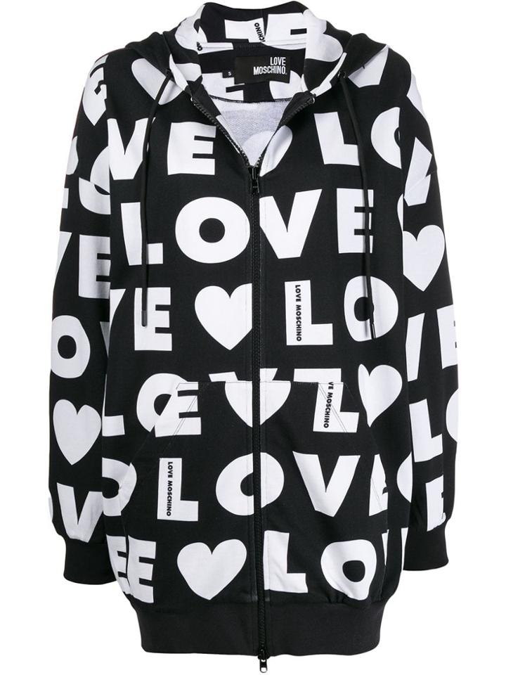 Love Moschino Logo Printed Hoodie - Black