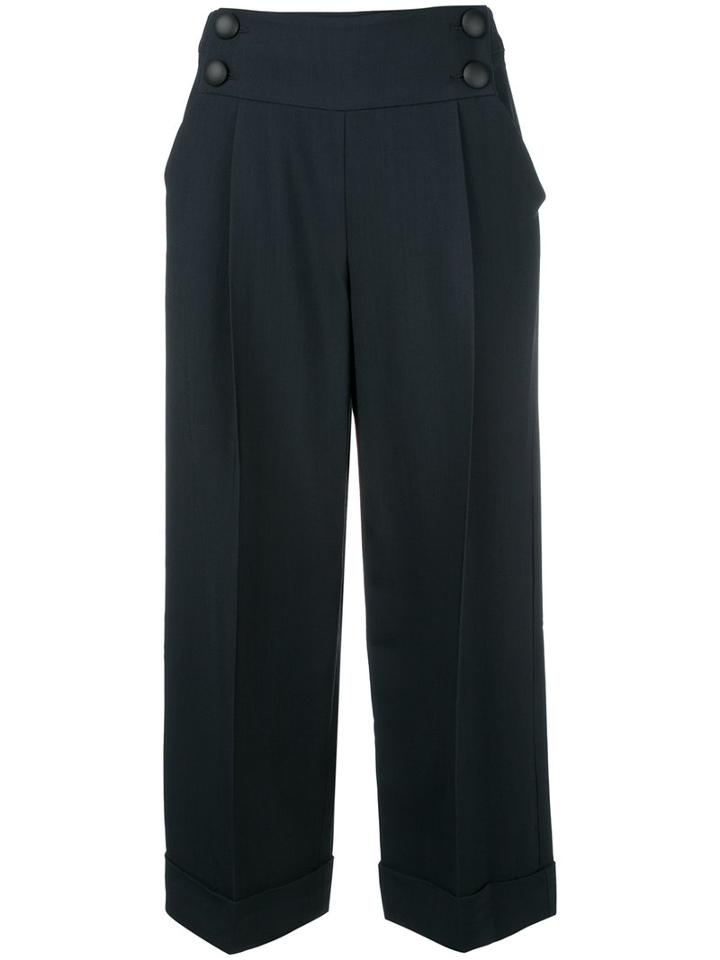 Armani Collezioni Cropped Pants, Women's, Size: 44, Blue, Viscose/spandex/elastane