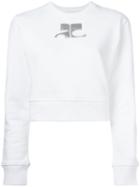 Courrèges Metallic Logo Sweatshirt, Women's, Size: 4, White, Cotton