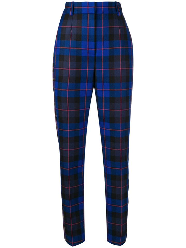 Versace Checked Trousers - Blue