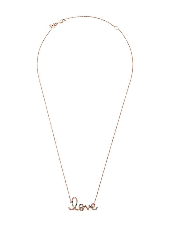 Sydney Evan Large Rainbow Love Necklace - Gold